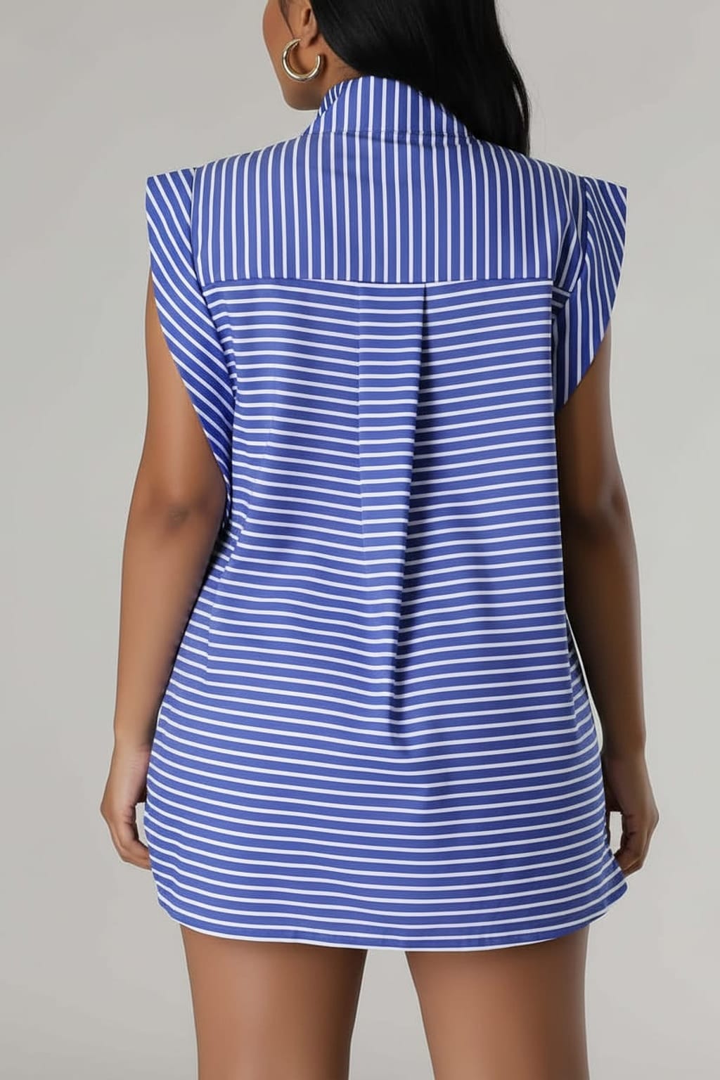 Striped Sleeveless Button-Down Shirt & Shorts Co-Ord Set - Epicplacess
