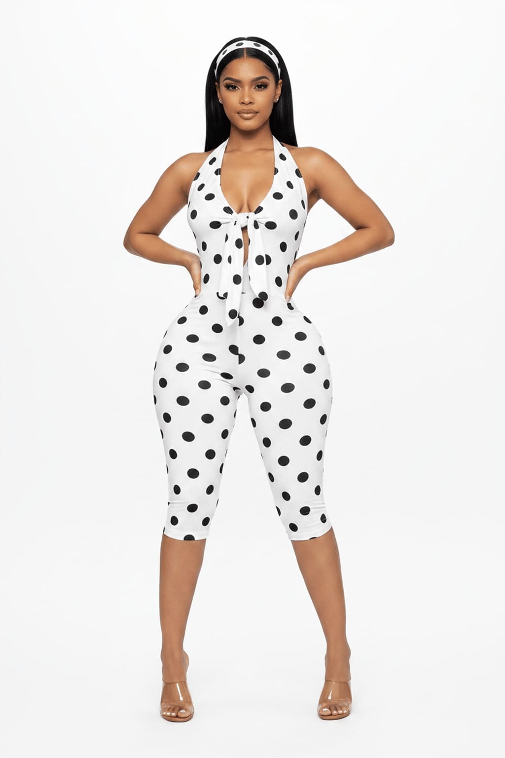 Polka dot capri jumpsuit - Epicplacess