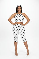 Polka dot jumpsuit front view - Epicplacess