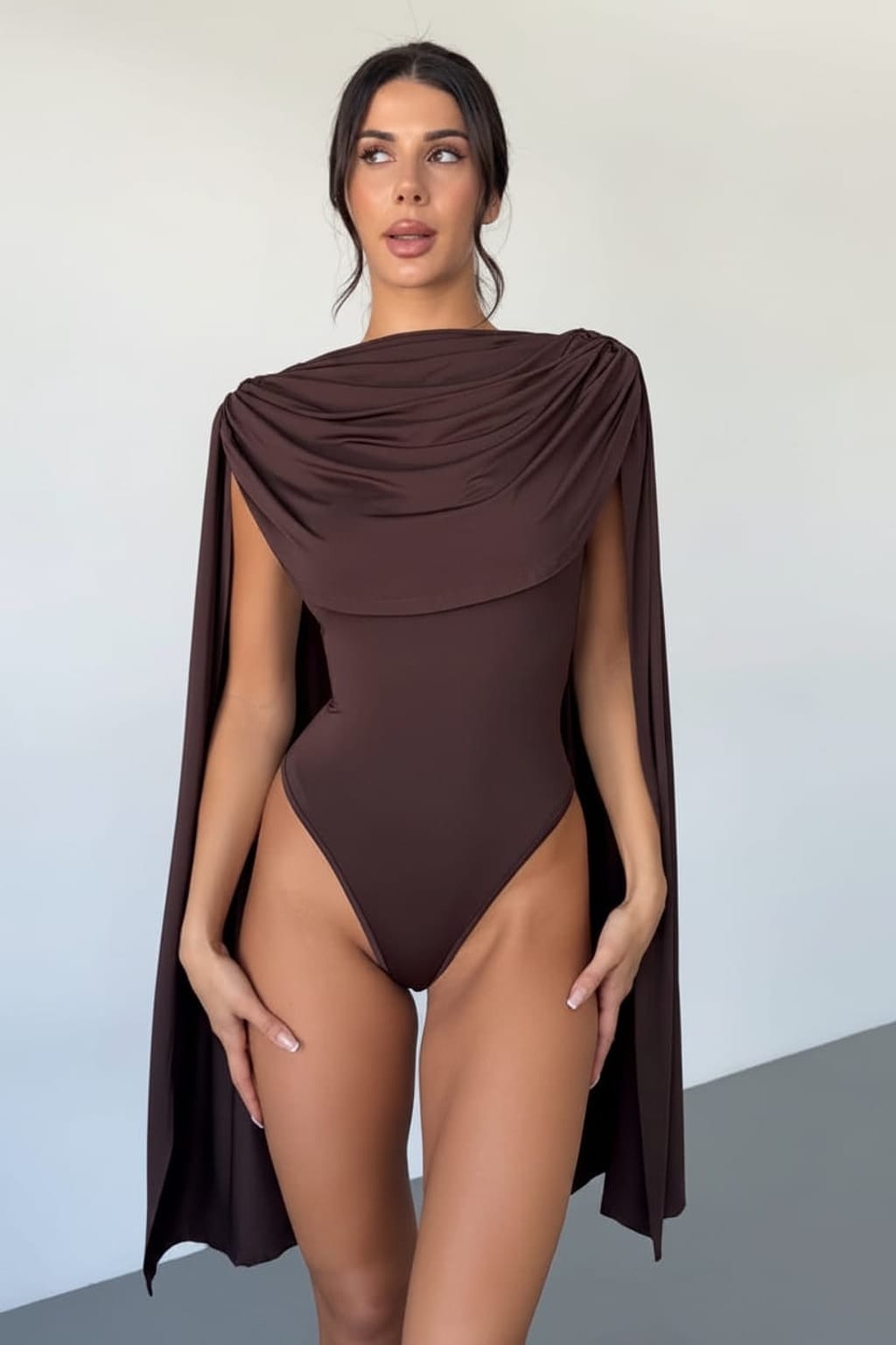 Brown bodysuit outfit view - Epicplacess