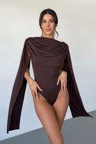 Chocolate brown draped bodysuit - Epicplacess