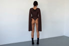 Chocolate brown bodysuit back view - Epicplacess