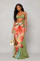 Green floral maxi skirt set - Epicplacess