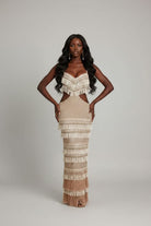 Tan crochet fringe maxi dress - Epicplacess