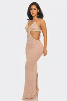 Pink crochet halter maxi dress outfit - Epicplacess