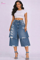 Denim bermuda shorts front view - Epicplacess