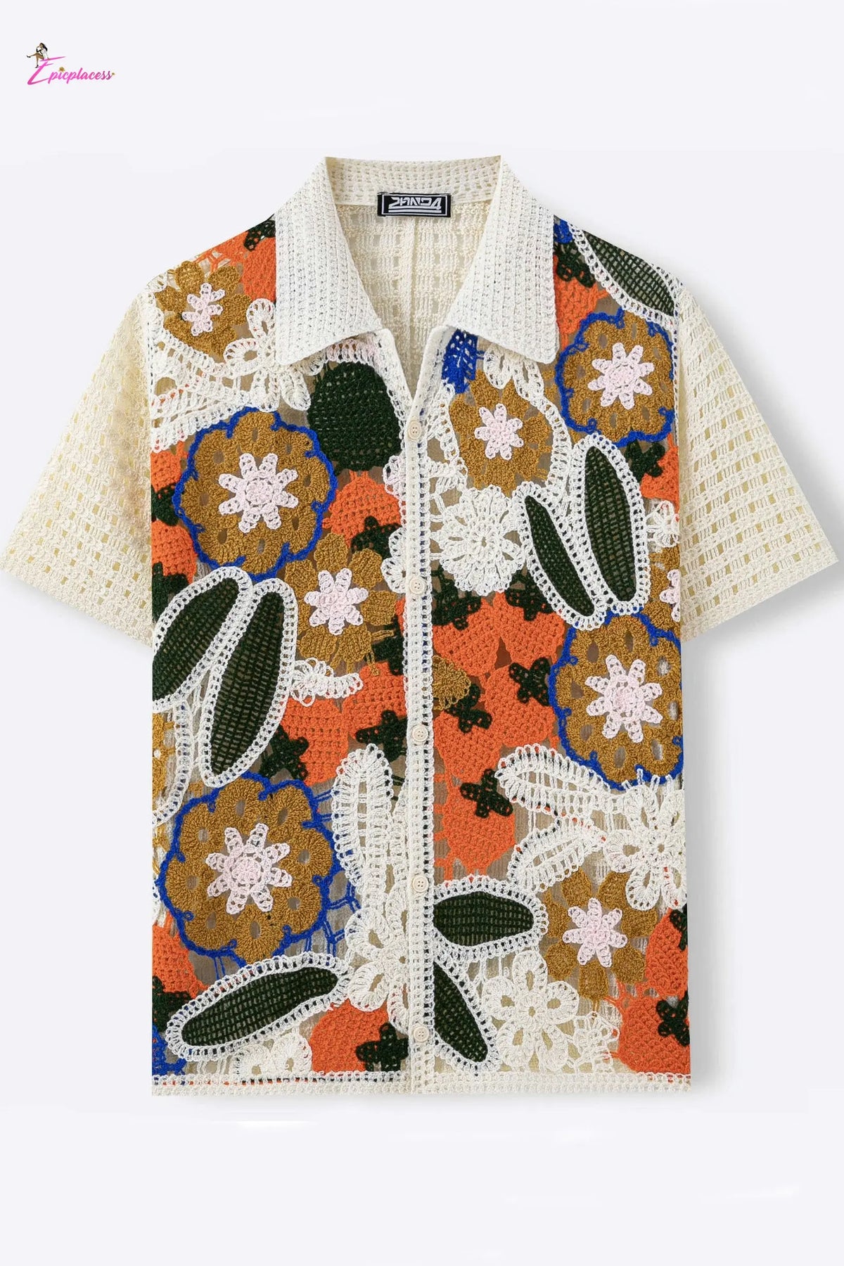 Ivory crochet shirt front view - Epicplacess