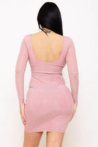 Women's Rhinestone Front and Back Mini Dress – detail close-up