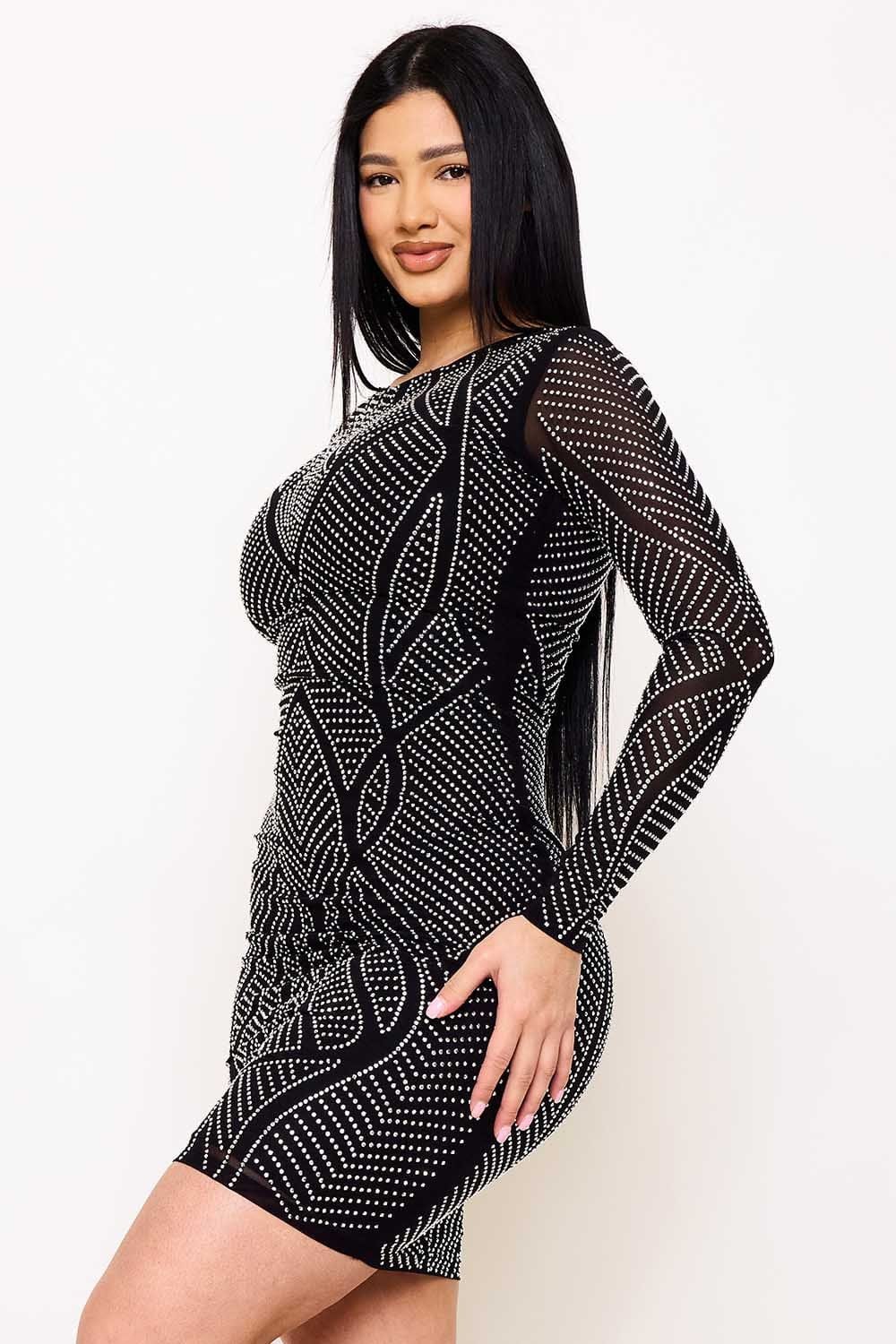 Women's Rhinestone Front and Back Mini Dress – styled look