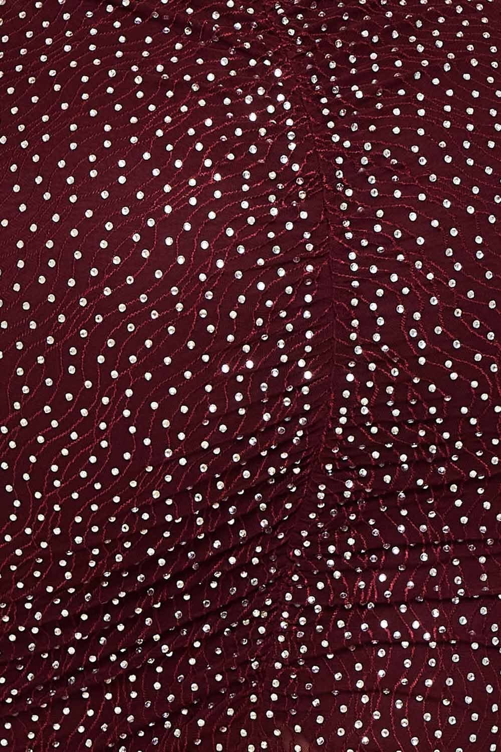 Women's Rhinestone on Stretch Wavy Mesh Mini Dress – model view