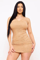 Women's Rhinestone on Power Mesh Tube Top Mini Dress – side view