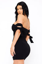 Women's Off the Shoulder Bow Shoulder Mini Dress – full-length view