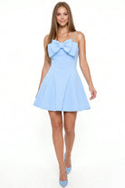 Women's Super Techno Bow Front Mini Dress in Blue