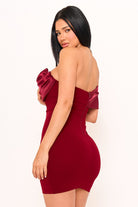 Women's Satin Rose Off the Shoulder Mini Dress – styled look