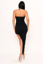 Women's Rhinestone Side High-Low Mini Dress – fabric detail