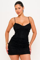 Women's Rhinestone on Overlay Mesh Mini Dress – side view