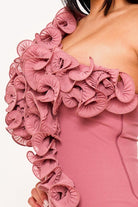 Women's Pleated Ruffle One Shoulder Mini Dress – model view