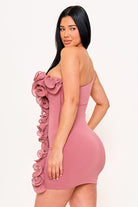 Women's Pleated Ruffle One Shoulder Mini Dress – fabric detail