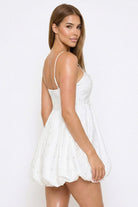 Women's Rhinestone on Taffeta Balloon Skirt Mini Dress – model view