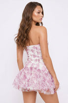 Women's Floral Print on Mesh Corset Bustier Top Mini Dress – styled look