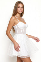 Women's Polka Dot Tulle Corset Mini Dress – detail close-up
