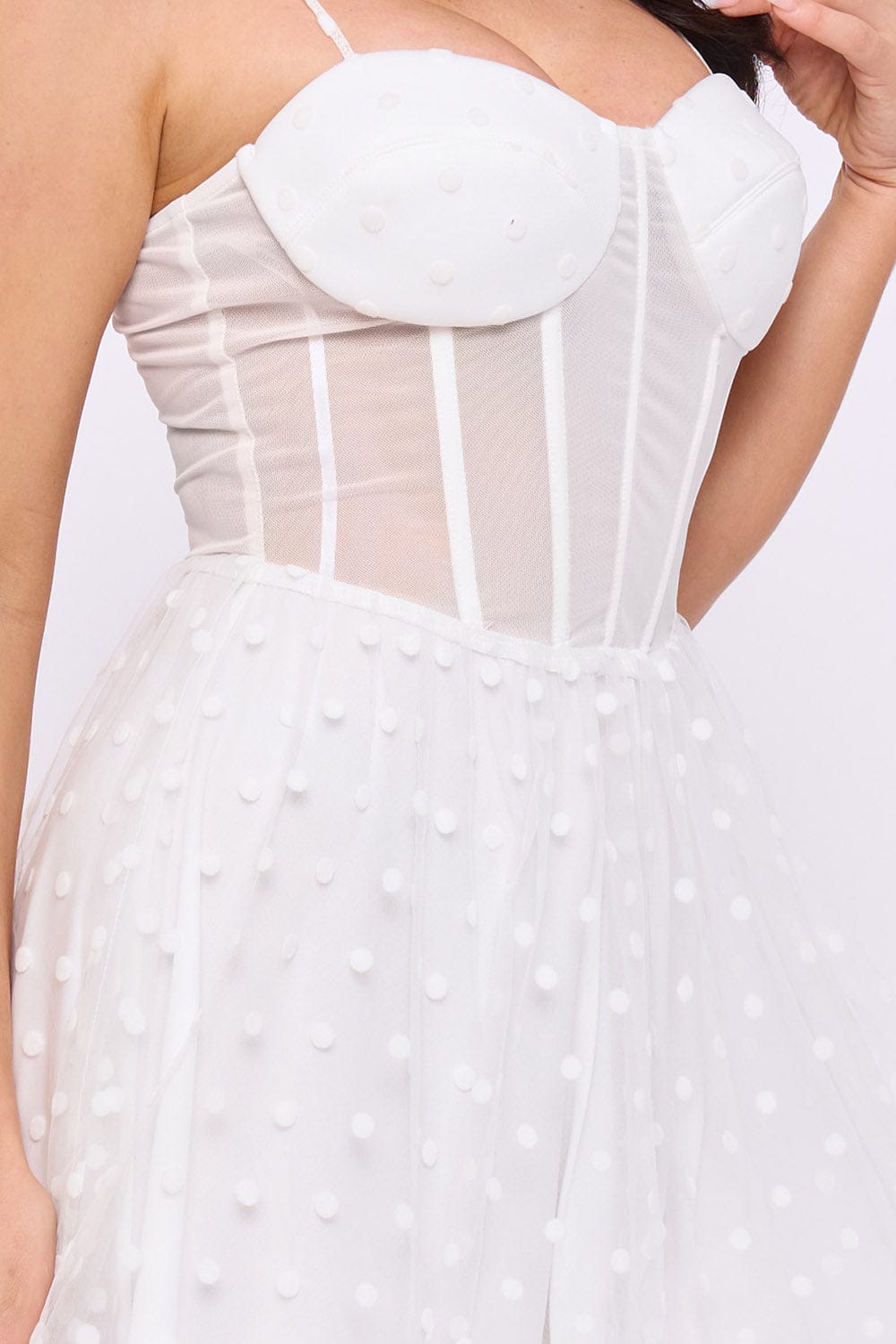 Women's Polka Dot Tulle Corset Mini Dress – full-length view