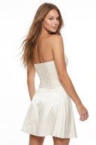 Women's Bead & Sequins on Mesh Satin Mini Dress – fabric detail