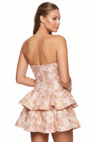 Women's Metallic Floral Jacquard Baby Hem Mini Dress – side view