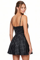 Women's Floral Jacquard Fit and Flare Mini Dress – side view
