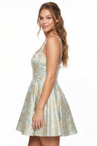 Women's Luxury Floral Jacquard Flare Mini Dress – styled look