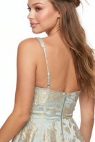 Women's Luxury Floral Jacquard Flare Mini Dress – full-length view