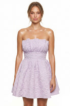 Women's Rose Pattern Jacquard Flare Mini Dress – detail close-up