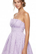 Women's Rose Pattern Jacquard Flare Mini Dress – model view