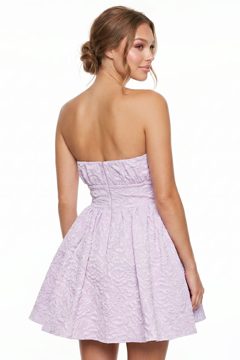Women's Rose Pattern Jacquard Flare Mini Dress – fabric detail