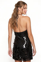 Women's Sequin Halter Mini Dress – detail close-up
