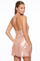 Women's Sequin Halter Mini Dress – full-length view