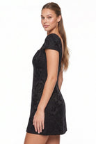 Women's Jacquard Cap Sleeve Mini Dress – detail close-up
