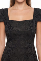 Women's Jacquard Cap Sleeve Mini Dress – full-length view