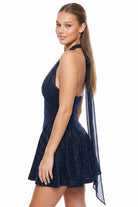 Women's Sherri Shine Halter Mini Dress – model view