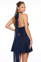 Women's Sherri Shine Halter Mini Dress – detail close-up