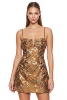 Women's Floral Jacquard Mini Dress in Brown