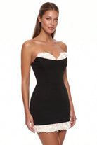 Women's Strapless Floral Trim Mini Dress – styled look