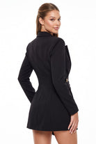 Women's Tailored Blazer Deep V Neck Mini Dress – fabric detail