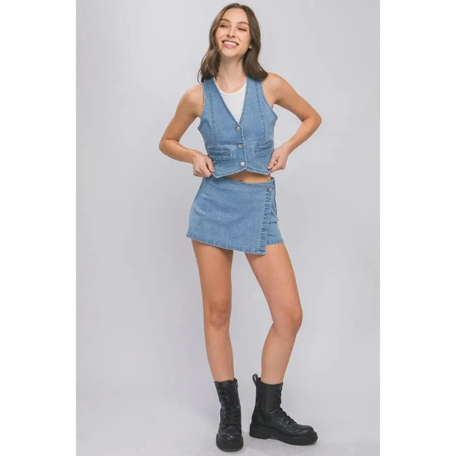 Denim cropped top side view - Epicplacess