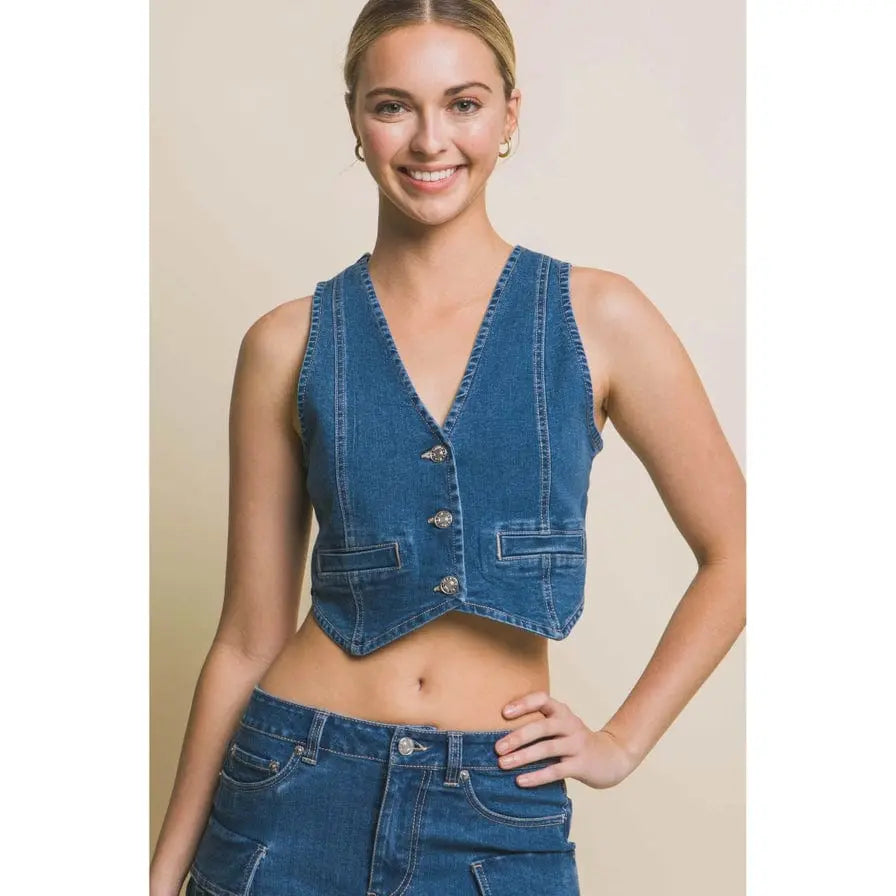 Denim cropped top back view - Epicplacess