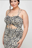 Black floral midi dress outfit view - Epicplacess