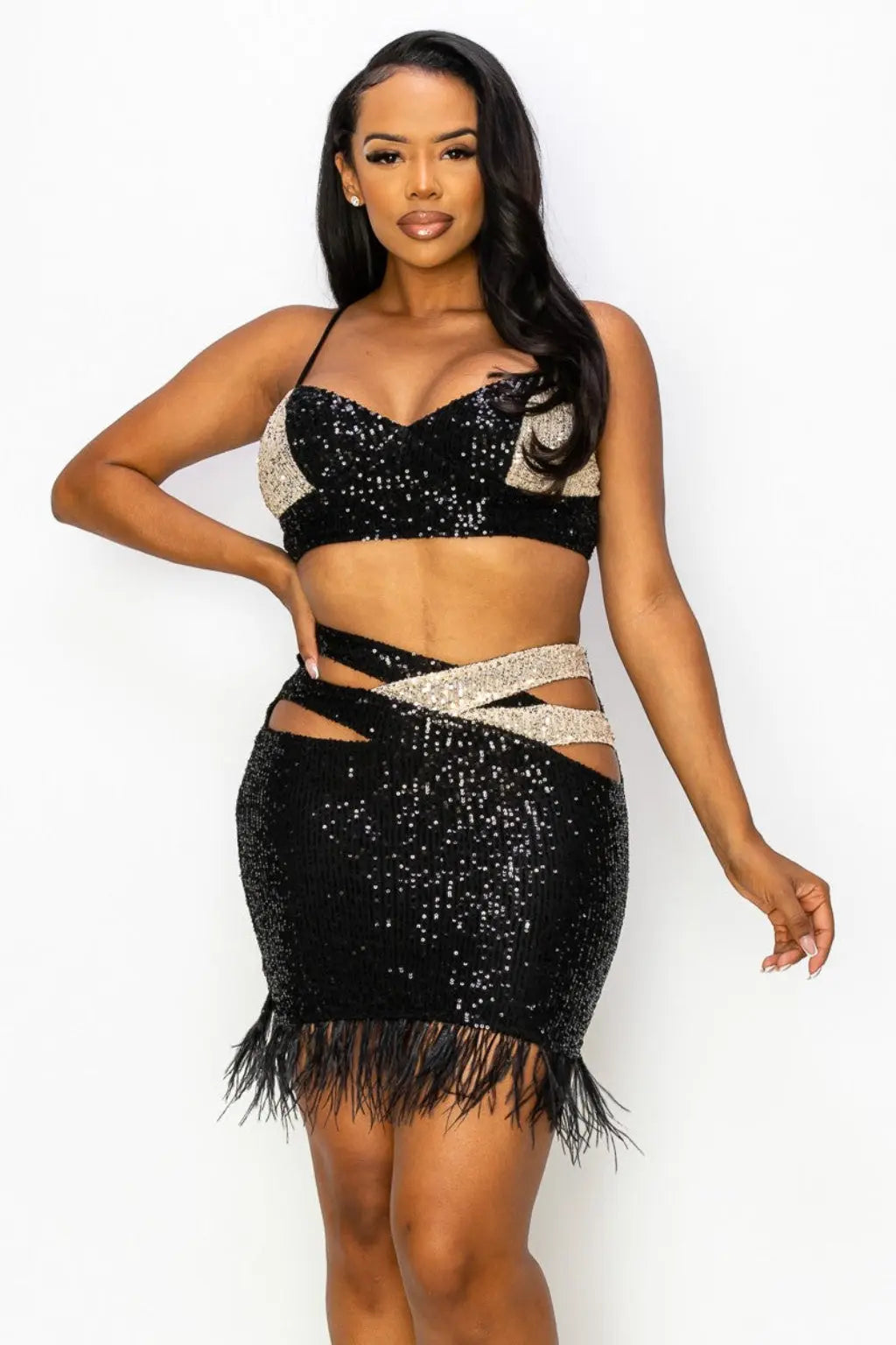 Black sequin dress outfit view - Epicplacess