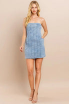 Denim mini dress front view - Epicplacess
