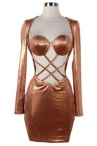 Brown cutout mini dress front view - Epicplacess