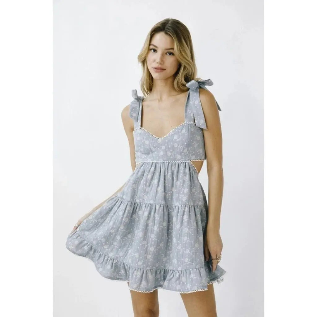 Floral denim mini dress - Epicplacess